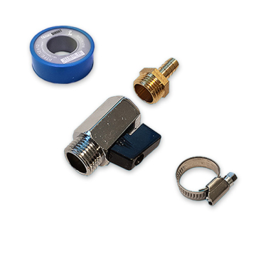 Tankanschluss Set Messing gerade: 1/2 Zoll Kugelhahn und Schlauchtülle für 10 mm Schlauch