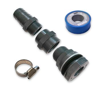 PVC Tankanschluss Set für 50 mm Schlauch gerade