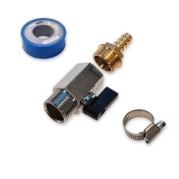 Tankanschluss Set Messing gerade: 3/4 Zoll Kugelhahn und Schlauchtülle für 13 mm Schlauch