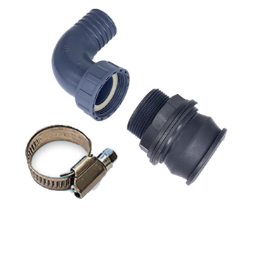 PP Tankanschluss Set für 40 mm Schlauch 90° gewinkelt