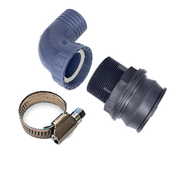 PP Tankanschluss Set für 50 mm Schlauch 90° gewinkelt