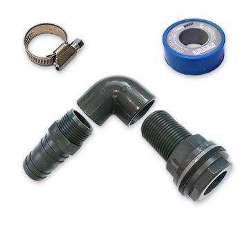 PVC Tankanschluss Set für 30 mm Schlauch 90° gewinkelt