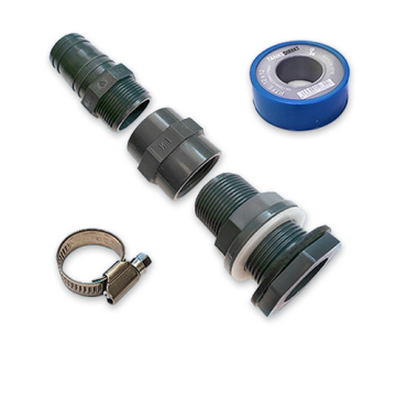 PVC Tankanschluss Set für 40 mm Schlauch gerade