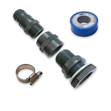 PVC Tankanschluss Set für 63 mm Schlauch gerade