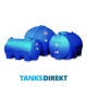 5000 Liter Speichertank zylindrisch horizontal aus blauem Kunststoff mit Schraubdeckel